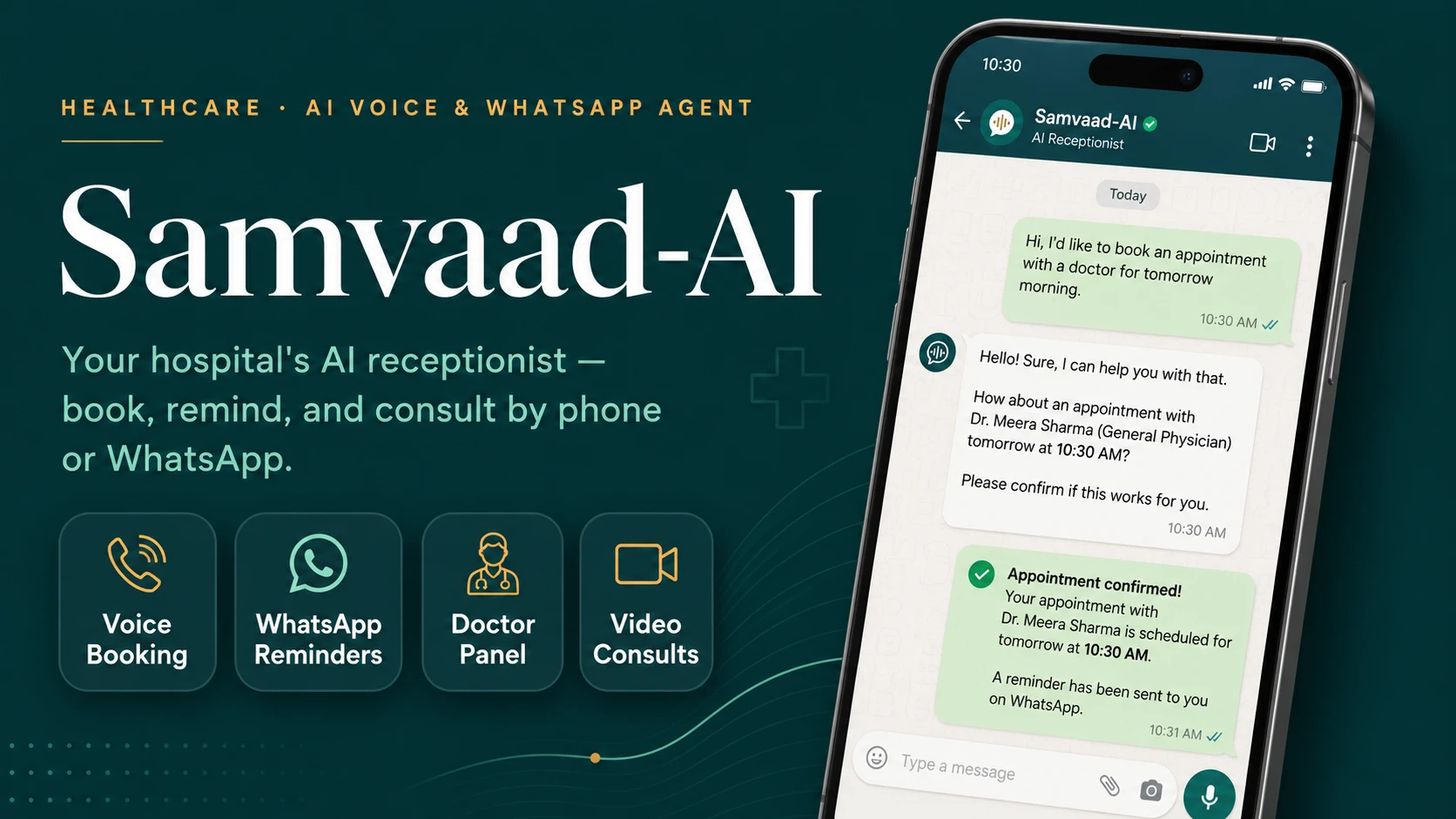 Samvaad AI – Healthcare Voice & WhatsApp Automation